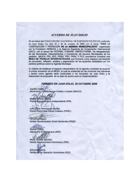 Portada: Acuerdo Juan Dolio