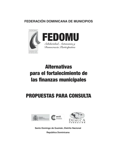 Portada: Bleed Finanzas municipales FEDOMU (2012)