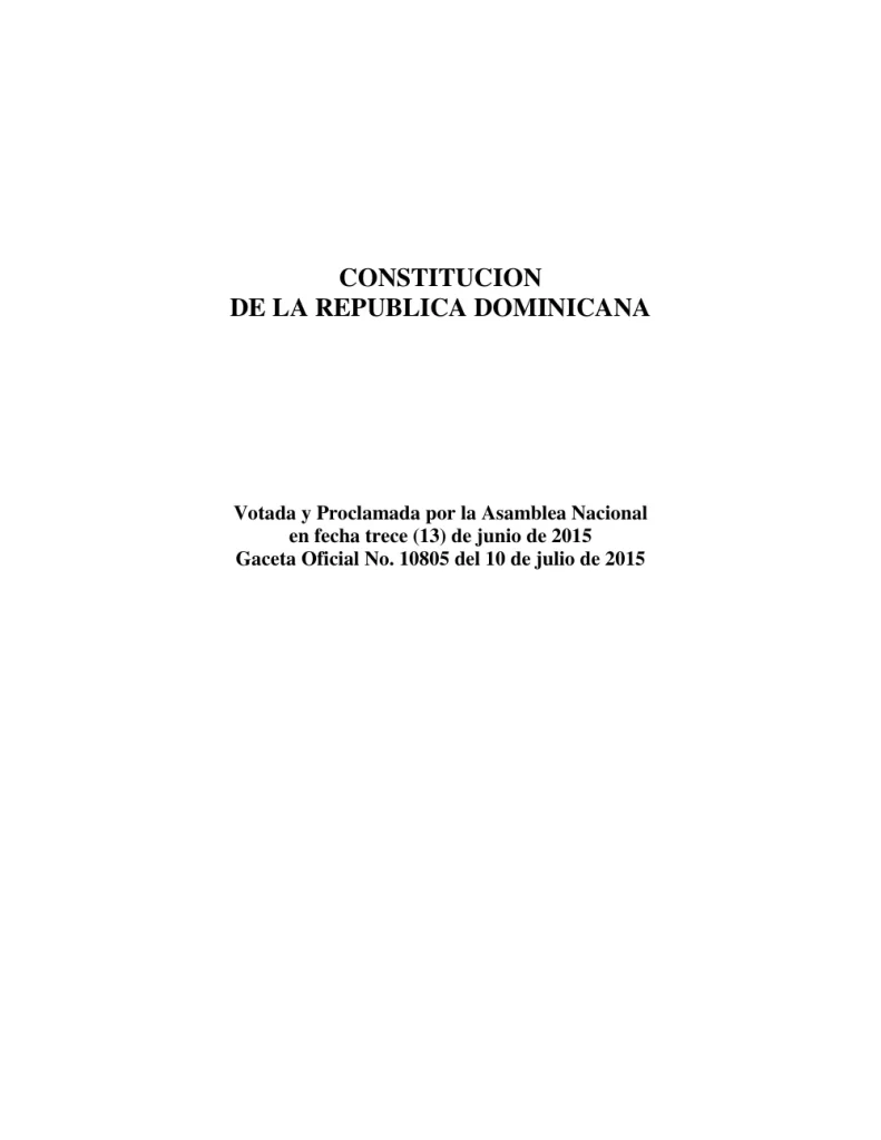 Portada: Constitución de la República Dominicana (2015)