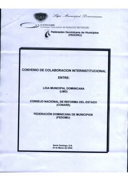 Portada: Convenio FEDOMU LMD Conare