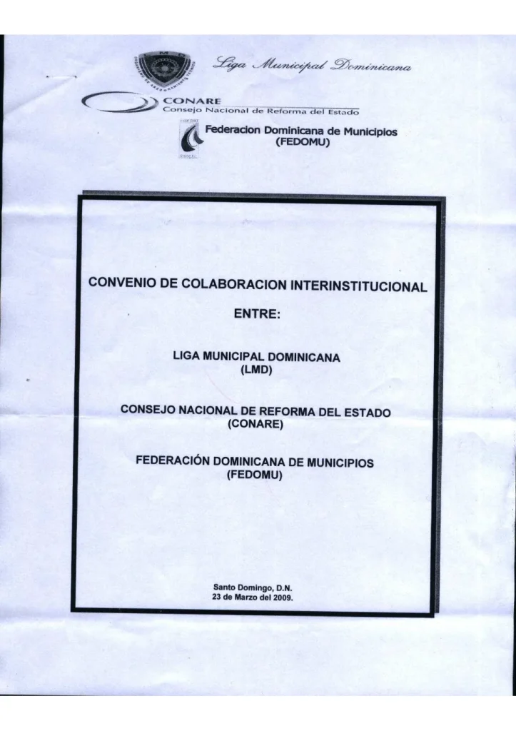 Portada: Convenio FEDOMU LMD Conare