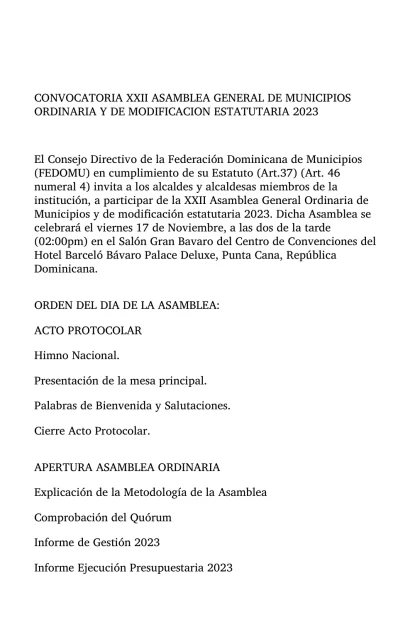 Portada: Convocatoria Asamblea (2023)