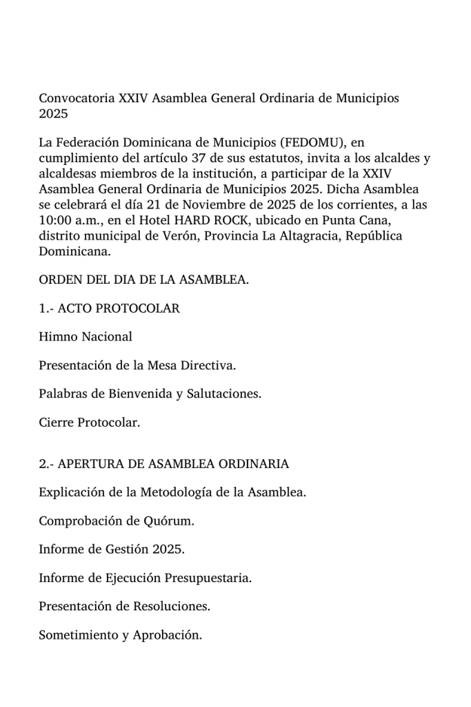 Portada: Convocatoria XXIV Asamblea General Ordinaria de Municipios (2025)