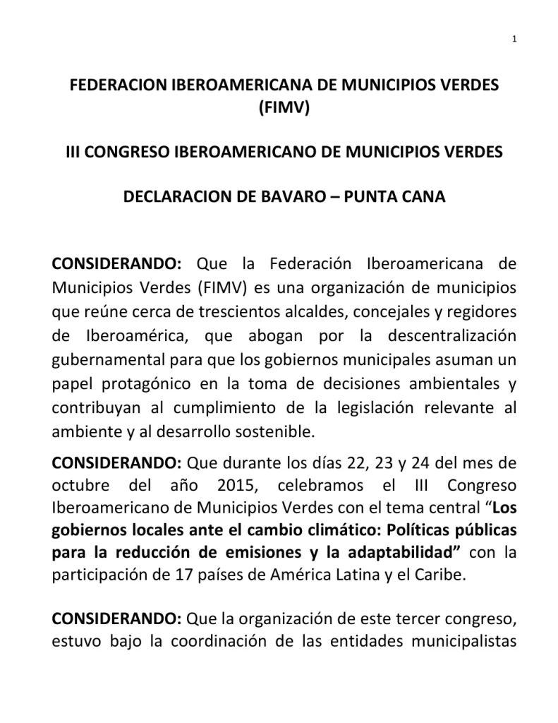 Portada: Declaracion de Bavaro Punta Cana firmada1