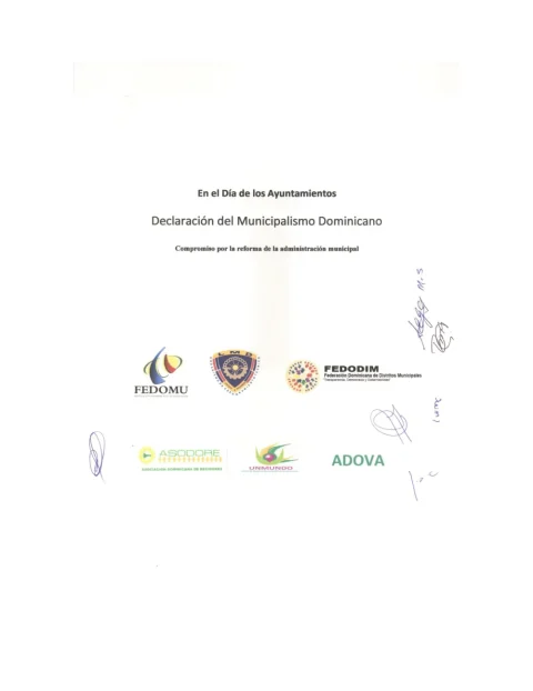 Portada: Declaracion del Municipalismo Dominicano: Compromiso por la reforma de la administración pública local (2014)