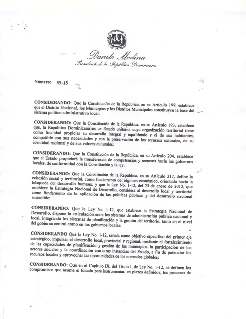 Portada: Decreto 85-15