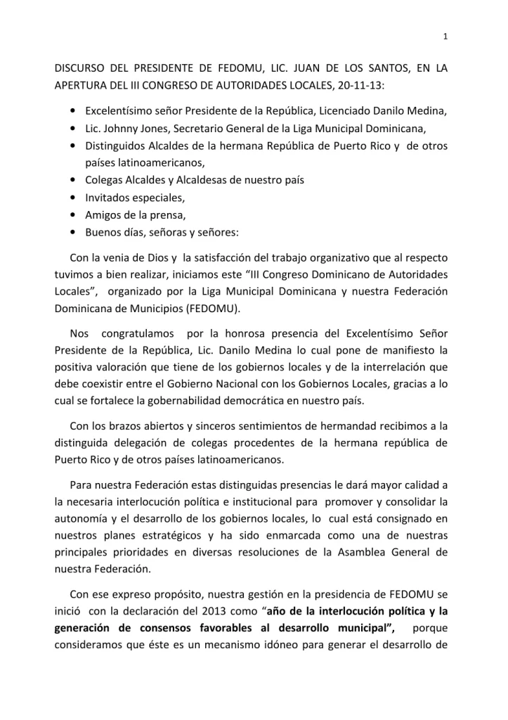 Portada: Discurso Juan de los Santos (2013)