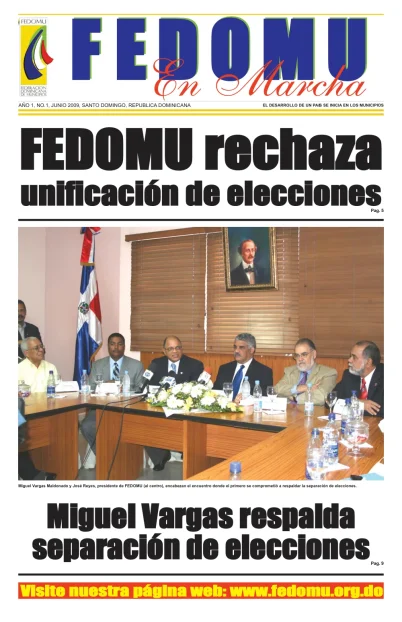 Portada: FEDOMU En Marcha, Año 1, No. 1 (Junio 2009)
