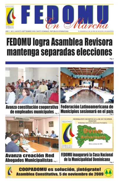 Portada: FEDOMU En Marcha, Año 1, No. 3 (Septiembre 2009)