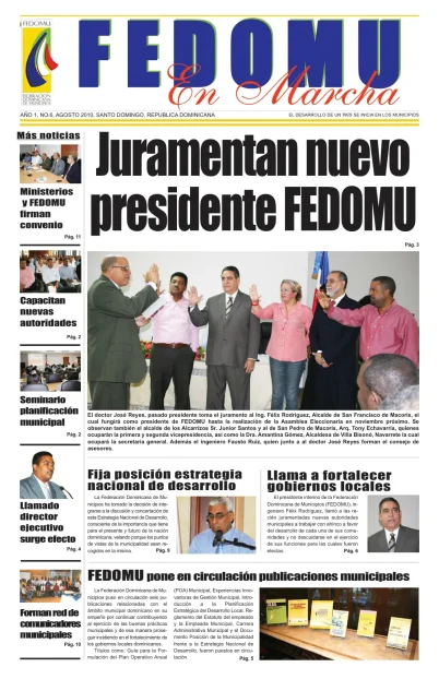 Portada: FEDOMU En Marcha, Año 1, No. 6 (Agosto 2010)