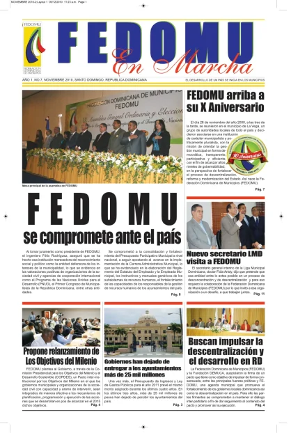 Portada: FEDOMU En Marcha, Año 1, No. 7 (Noviembre 2010)