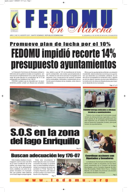 Portada: FEDOMU En Marcha, Año 2, No. 10 (Agosto 2011)