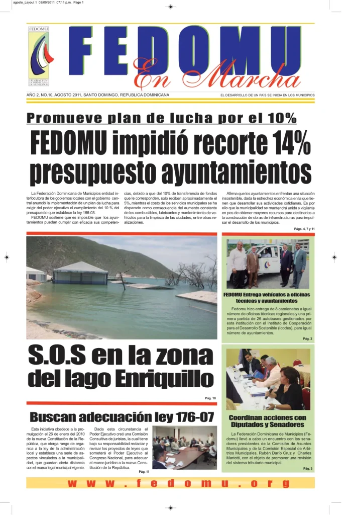 Portada: FEDOMU En Marcha, Año 2, No. 10 (Agosto 2011)