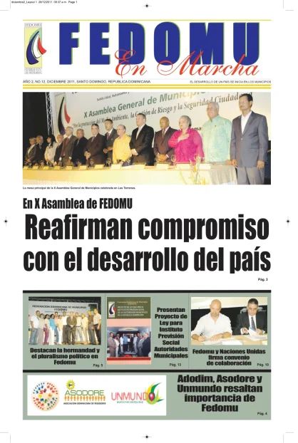 Portada: FEDOMU En Marcha, Año 2, No. 12 (Diciembre 2011)