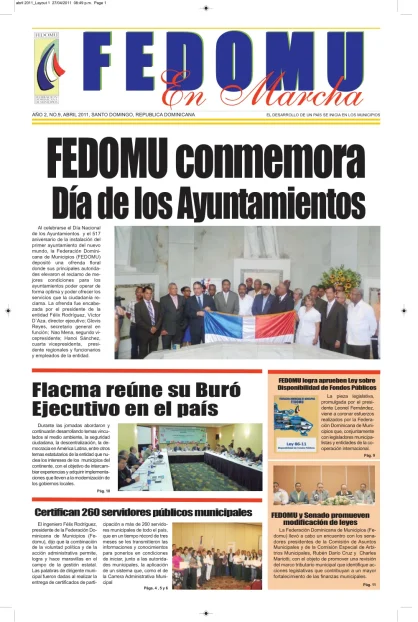 Portada: FEDOMU En Marcha, Año 2, No. 9 (Abril 2011)