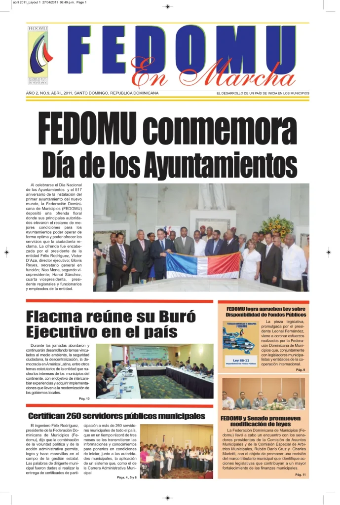 Portada: FEDOMU En Marcha, Año 2, No. 9 (Abril 2011)