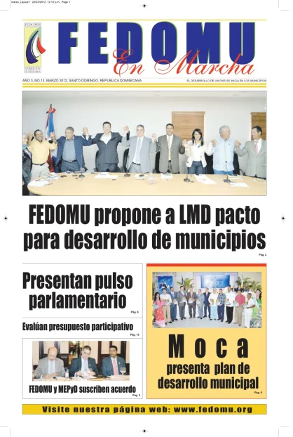 Portada: FEDOMU En Marcha, Año 3, No. 13 (Marzo 2012)