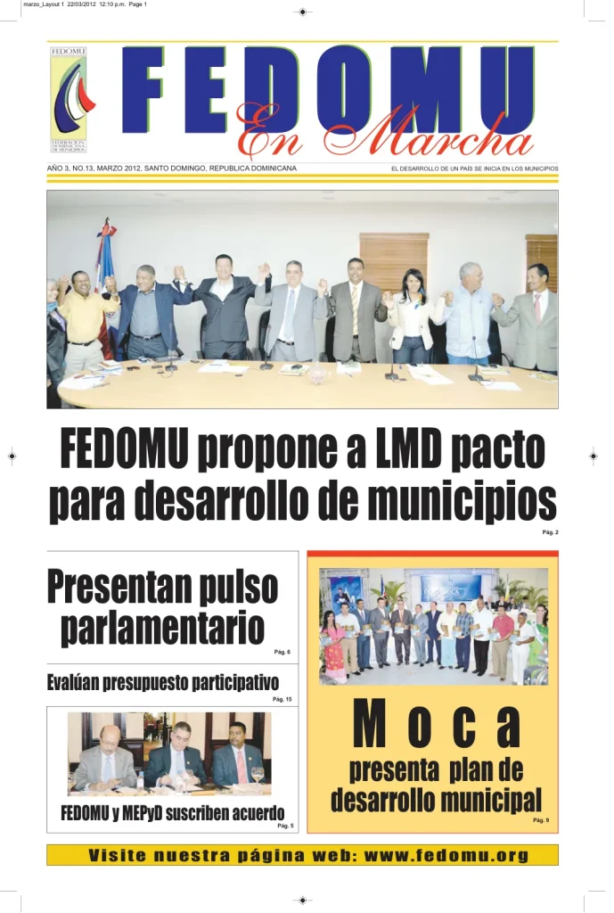 Portada: FEDOMU En Marcha, Año 3, No. 13 (Marzo 2012)