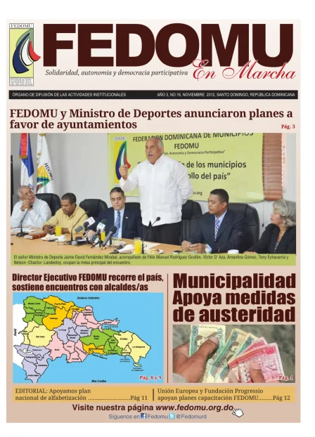 Portada: FEDOMU En Marcha, Año 3, No. 16 (Noviembre 2012)