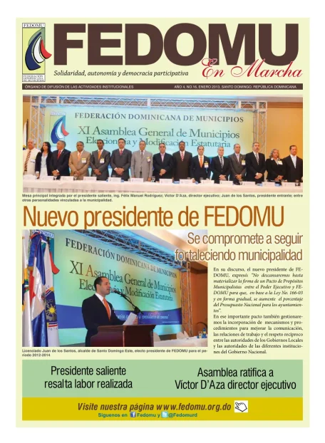 Portada: FEDOMU En Marcha, Año 4, No. 16 (Enero 2013)