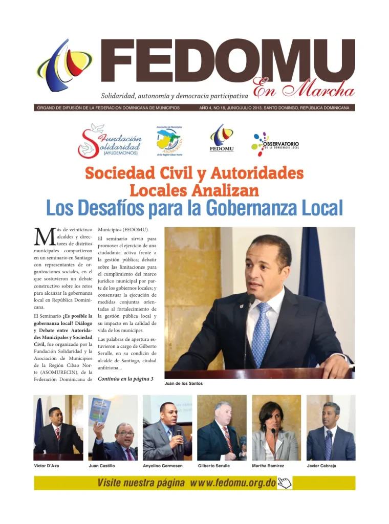 Portada: FEDOMU En Marcha, Año 4, No. 18 (Julio 2013)