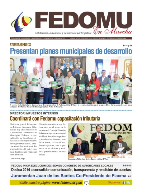 Portada: FEDOMU En Marcha, Año 4, No. 22 (Febrero 2014)