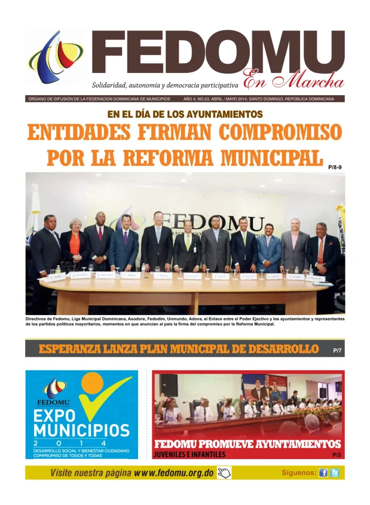 Portada: FEDOMU En Marcha, Año 4, No. 23 (Mayo 2014)