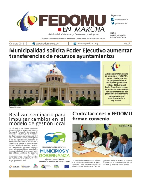 Portada: FEDOMU En Marcha, Año 5, No. 27 (Octubre 2015)