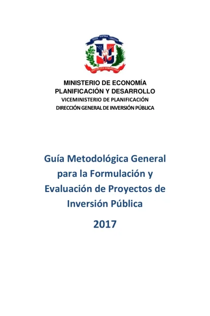 Portada: Guía Metodológica General para la Formulación y Evaluación de Proyectos de Inversión Pública (2017)
