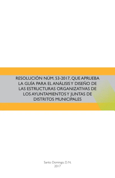Portada: Guía para el Análisis y Diseño de las Estructuras Organizativas de los Ayuntamientos y Juntas de Distritos Municipales (2017)