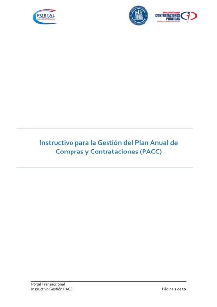 Portada: Guía para la Gestión del Plan Anual de Compras y Contrataciones (PACC) (2019)