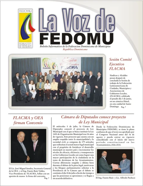 Portada: La Voz de FEDOMU Boletin Mayo (Julio 2006)