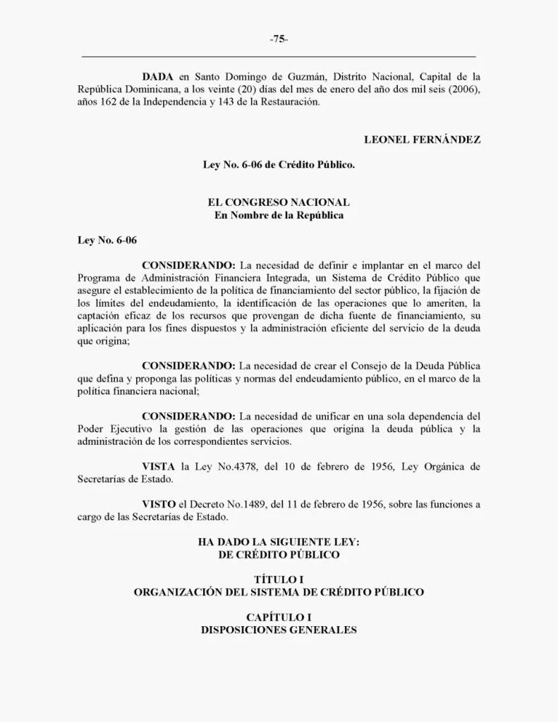 Portada: Ley 6-06, de crédito público (2006)