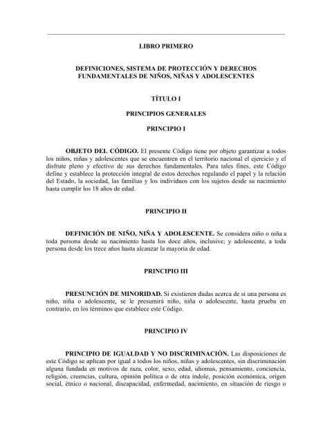 Portada: Ley Ninos Ninas Adolescentes