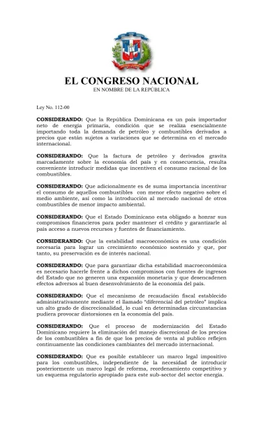 Portada: Ley No. 112-00 (2000)