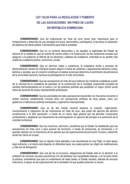 Portada: Ley No.122-05 (2005)