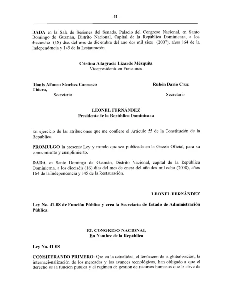 Portada: Ley No. 41-08, de función pública y reglamentación complementaria (2008)