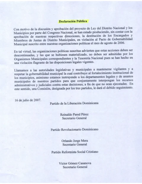 Portada: Pacto Gobernabilidad Municipal (Julio 2007)