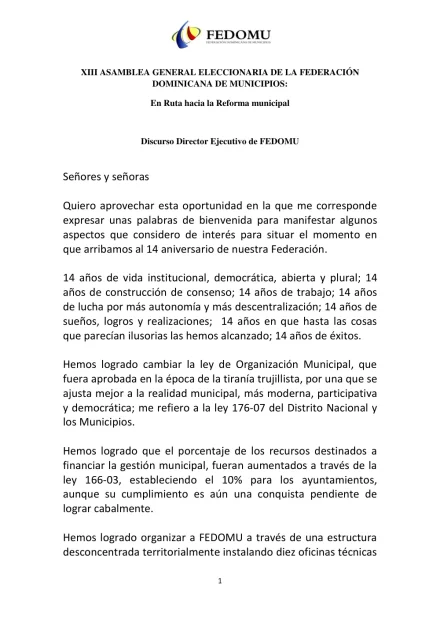 Portada: Palabras Victor Asamblea 18 (Noviembre 2014)