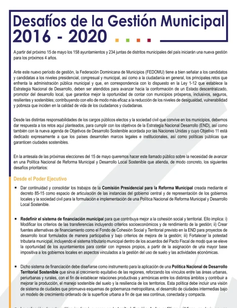 Portada: Desafíos de la Gestión Municipal 2016-2020