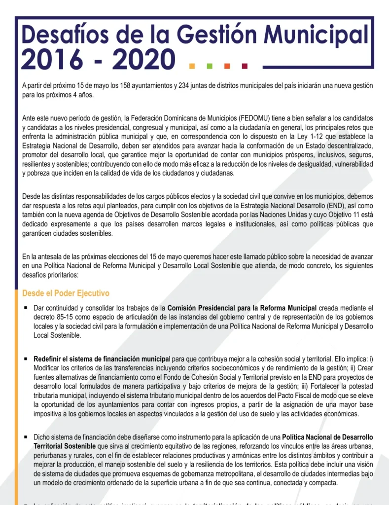 Portada: Desafíos de la Gestión Municipal 2016-2020
